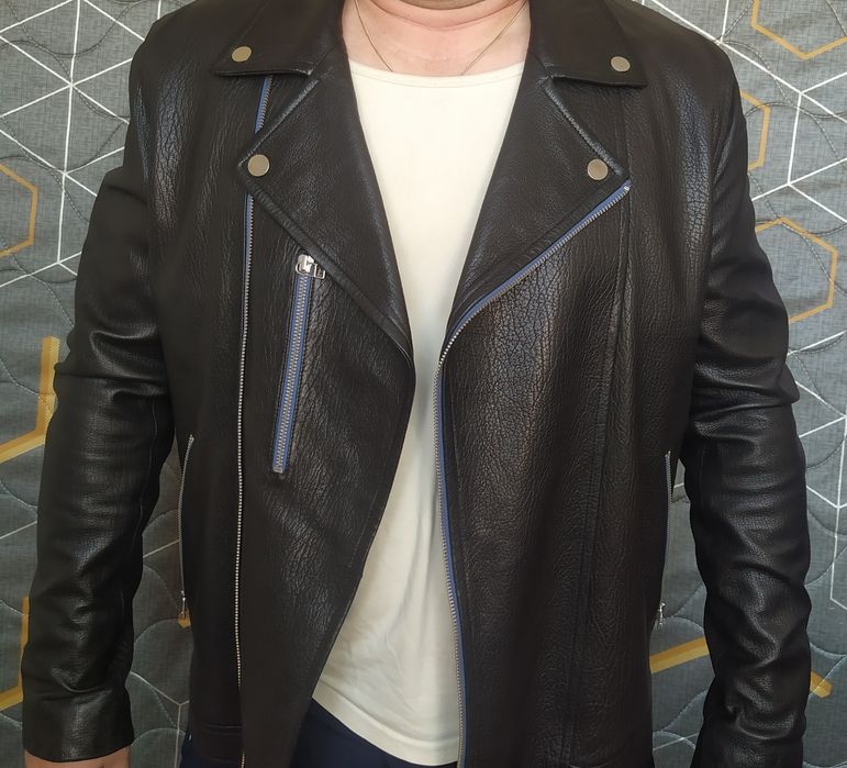 Кожаная мужская куртка-косуха