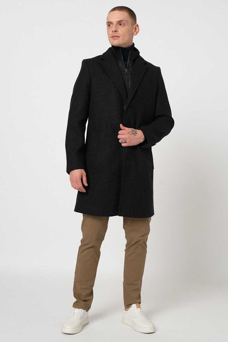 Palton slim 52 XL premium Robert Red lana Alpaca moale negru