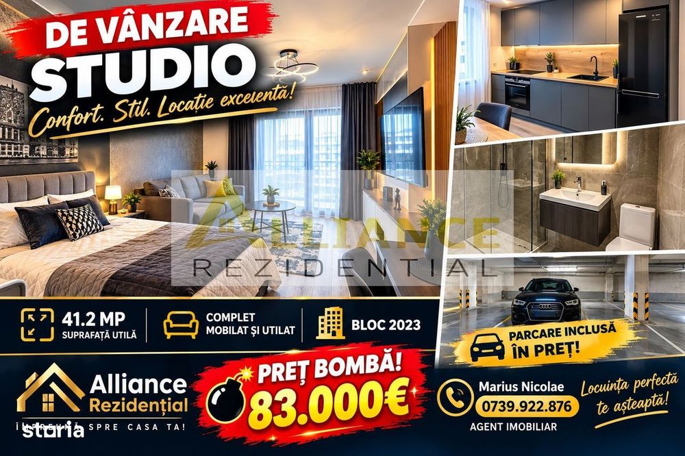 Metrou Berceni Studio mobilat utilat cu parcare