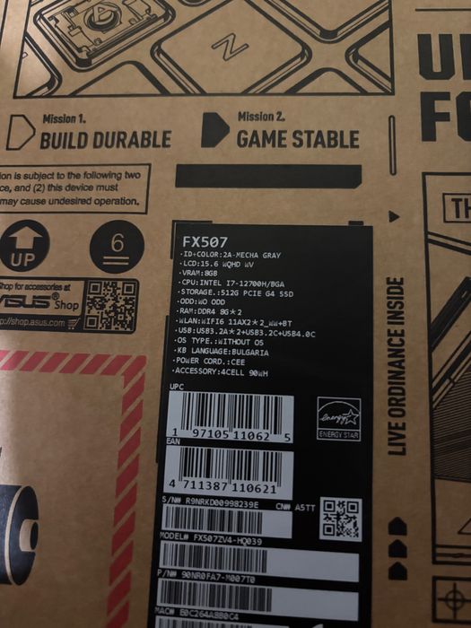 Gaming laptop Asus tuf f15