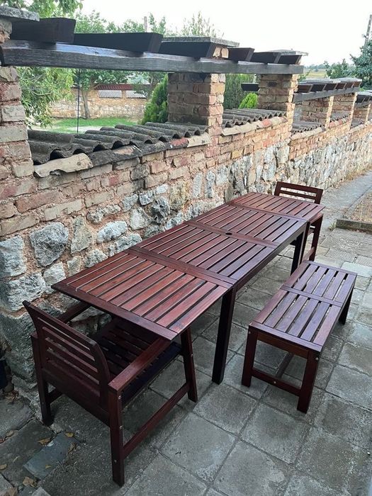 Градинска маса с пейка и два стола ИКЕА