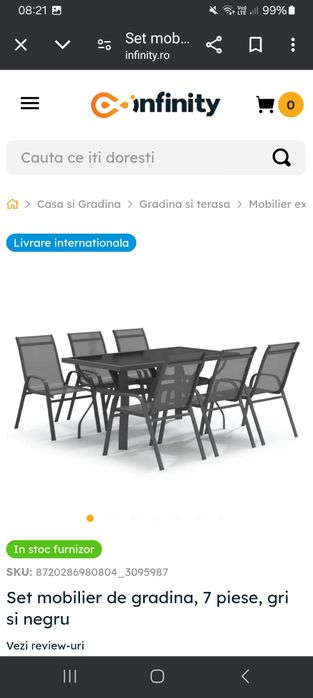 Set de exterior masa de sticla cu 6 scaune
