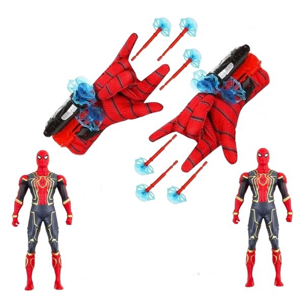 Set doua Manusi cu ventuze si figurina Spiderman,DEPOX®, rosu