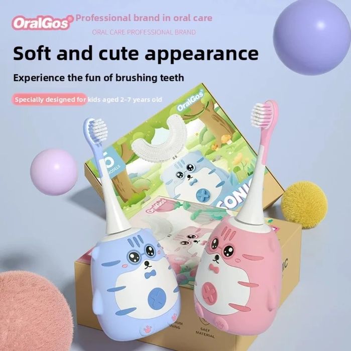 Детска електрическа 2 в 1 , 360 градусова U образна четка за зъби