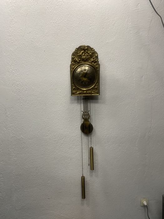стенен часовник с месингова украса Германия 1950-1960 г.