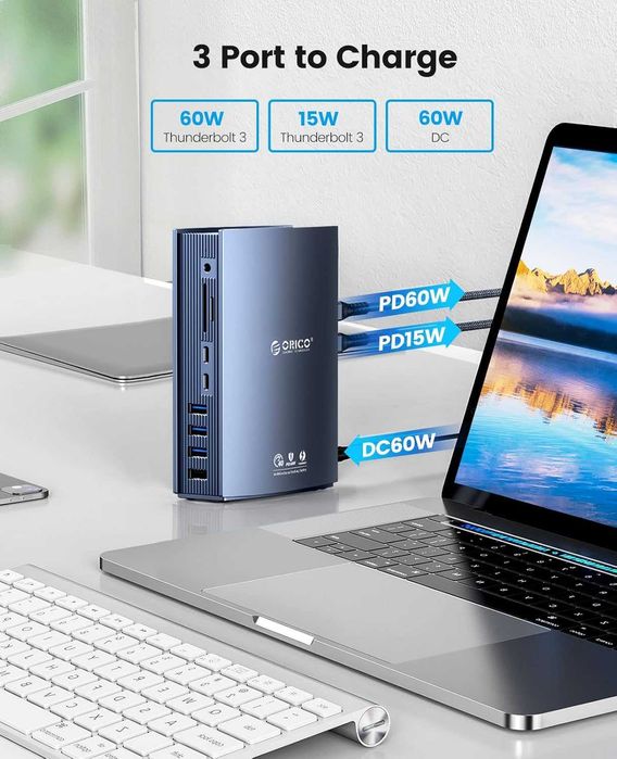 ORICO TB3-S3 Thunderbolt 3 Докинг станция 15-в-1 USB C, 60 W 40 Gbps