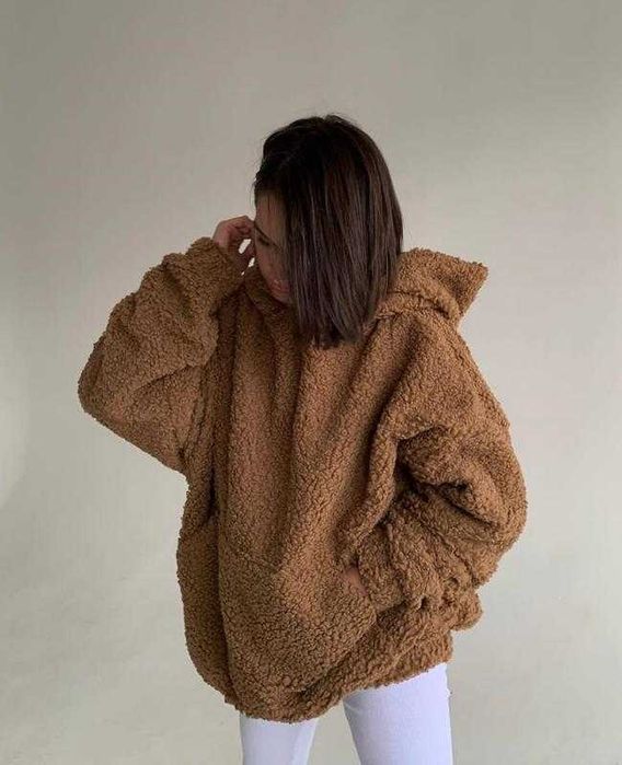 Худи тедди плюш зипки кофты, с ушками