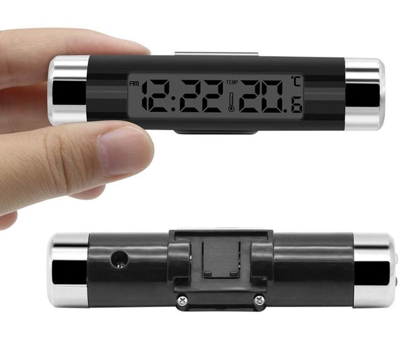 термометър и часовник за кола с голям дисплей със синя подсветка ...