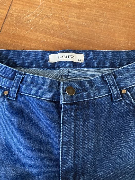 Blugi dama Lachez, M, albastri, cu flori brodate