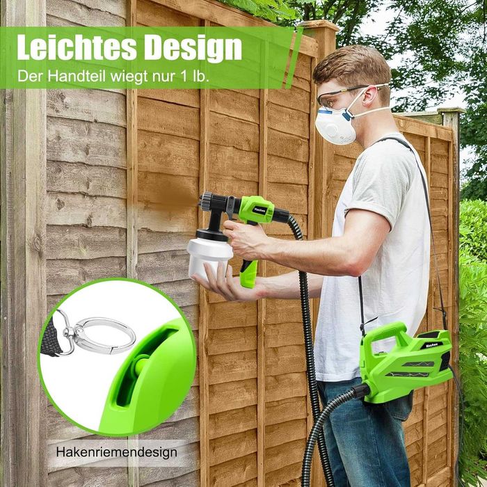 REDUS de la 450RON, Pistol (statie) vopsit (cui si interior metalic) cu baza 800W si 1100 ml/min, 4 duze diferite - ideal si lavabila