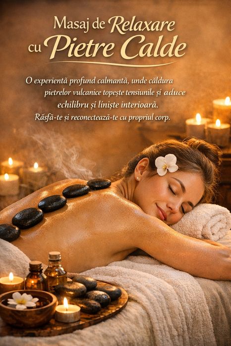 Masaj de relaxare cu pietre vulcanice.