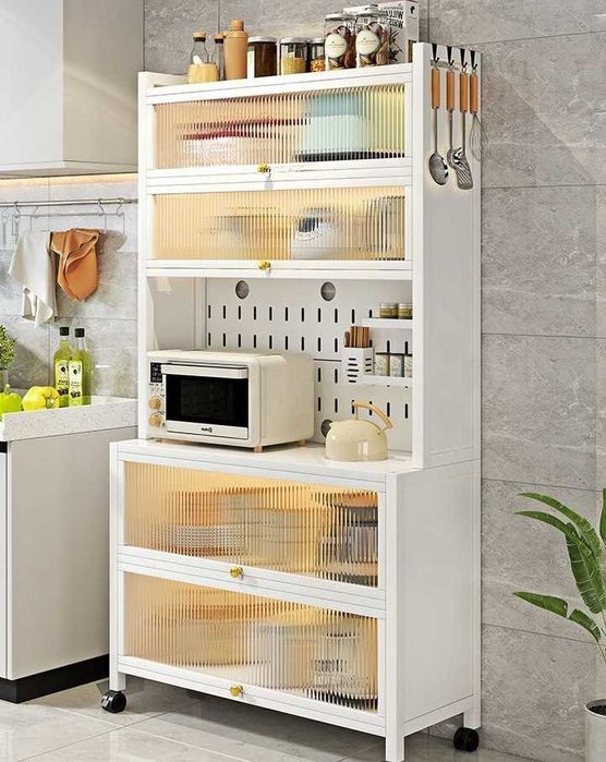 Кухонный шкаф | Металл | Oshxona metall shkafi shaffof eshiklar bilan