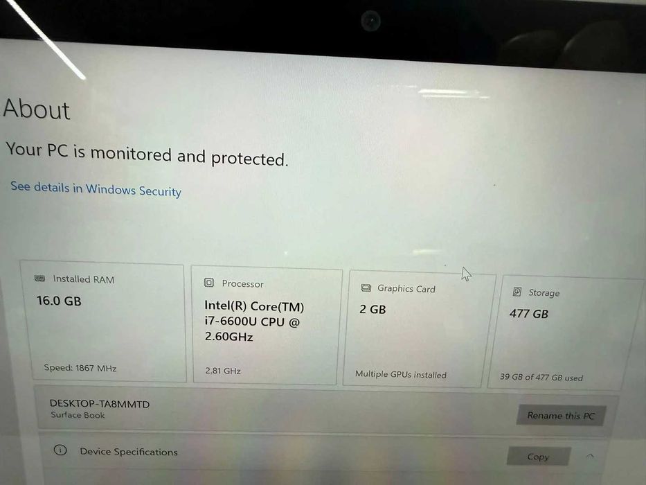 Tableta Microsoft Surface 2 SH i7-6600u 16gb ram 512gb ssd pentru piese