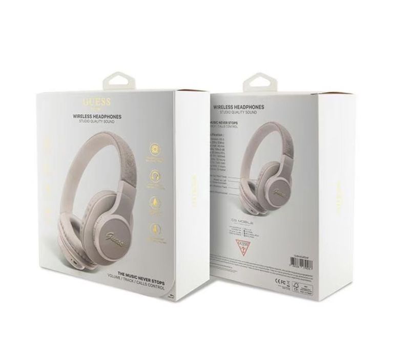 Casti Wireless Bluetooth On-Ear GUESS 4G Leather Script Logo Roz