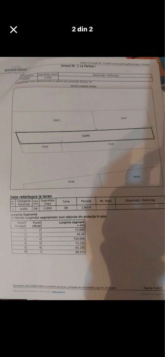 Teren intravilan 2000 m2 in comunca Hinova