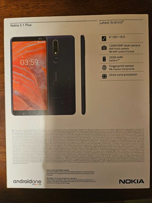 Nokia 3.1 Plus Dual Camera Smartphone 6 инча HD plus Дисплей - 2GB RAM - 16GB Памет - Android One - Бял - Нов