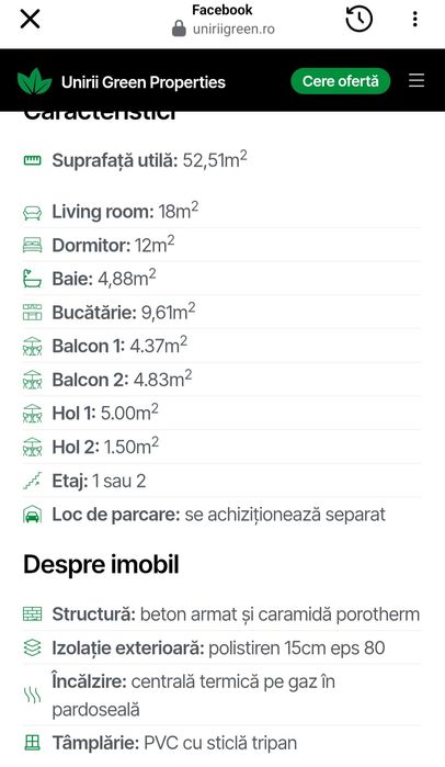 Apartament 2 camere 52.5 mp Unirii Green Properties