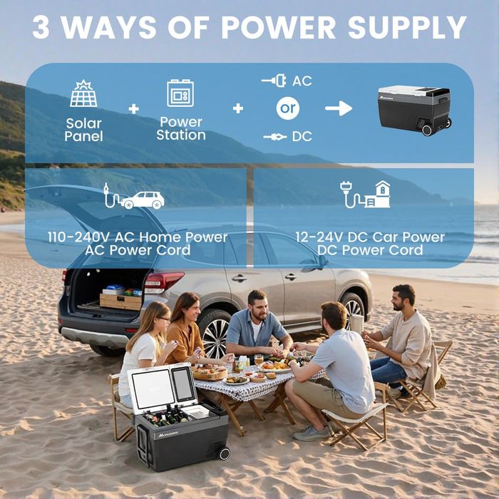 Frigider auto portabil Mudiro 45L cu roți și aparat de gheață - 12V