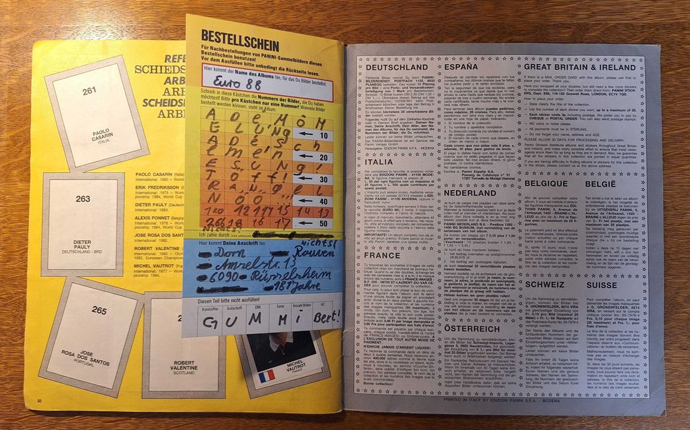 Албум Панини Евро 88