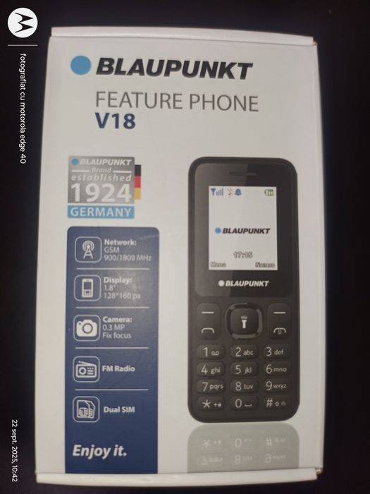 Mini telefon Seniori NOU, Blaupunkt V 18, LANTERNA + cartela  telekom