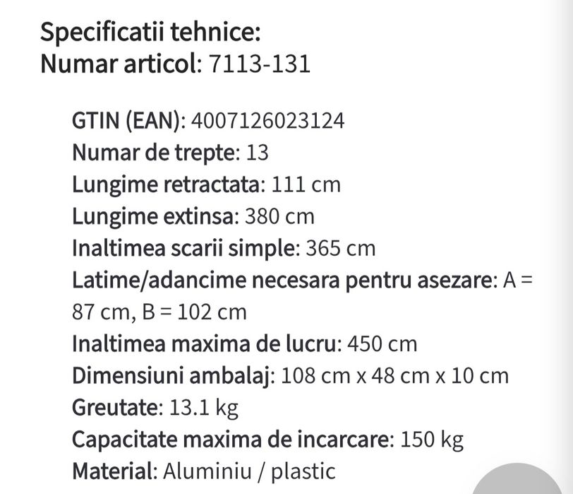 Scară telescopică, Hailo-T80 Flex Line 13 trepte