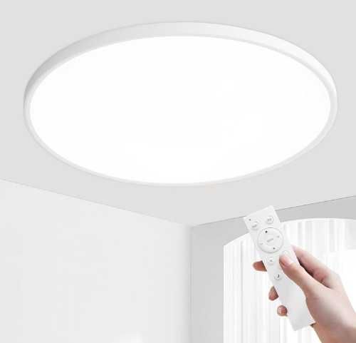 LED таванна лампа MOONSEA 80W, 80 см, голяма плоска димируема LED плафониера с дистанционно управление, 3000-6000 K, цвят: бяло