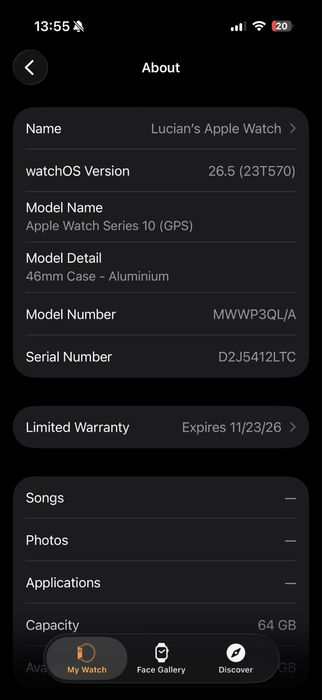 Ceas Apple Watch Series 10 GPS 46 mm Jet Black, Battery Health 100%, Garanție Apple până în 23.11.2026, Ca Nou