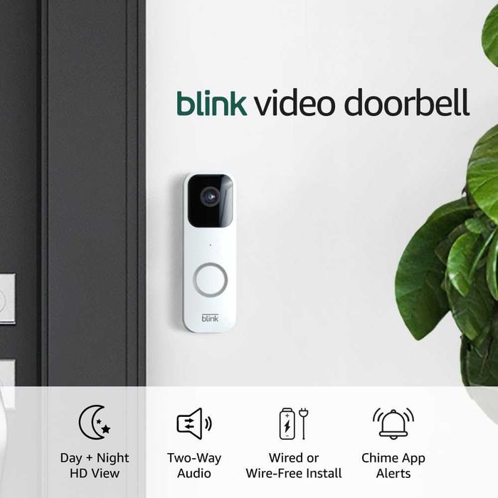 Vand Sonerie video Blink Doorbell HD culoare ALB + suport cu unghi reglabil
