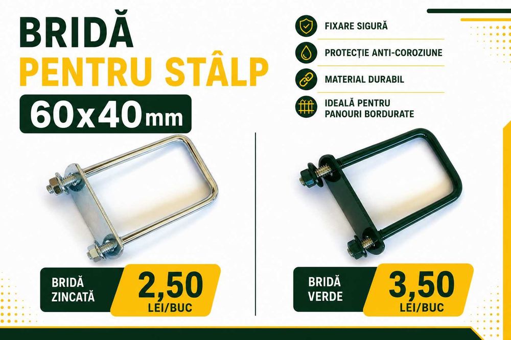 Brida 60x40 /  Brida pentru stalp 60x40 / brida fixare panou
