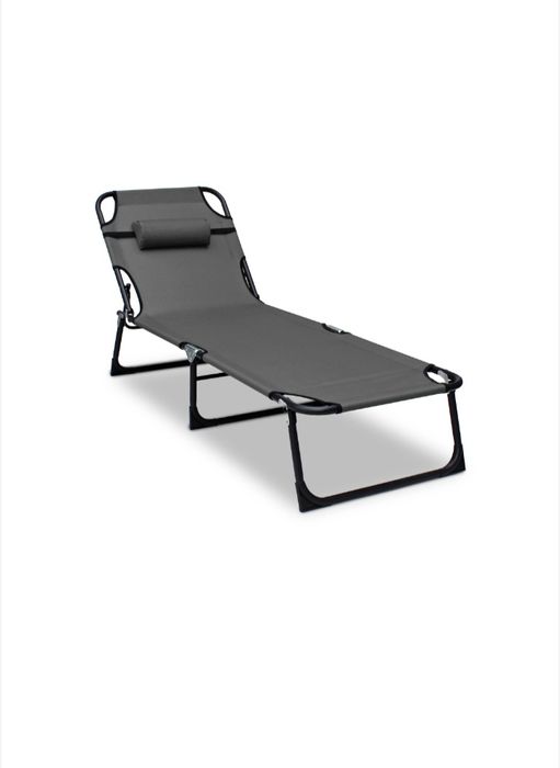 Сгъваем шезлонг,  сив, 172.5x55.5 см, с регулируема облега