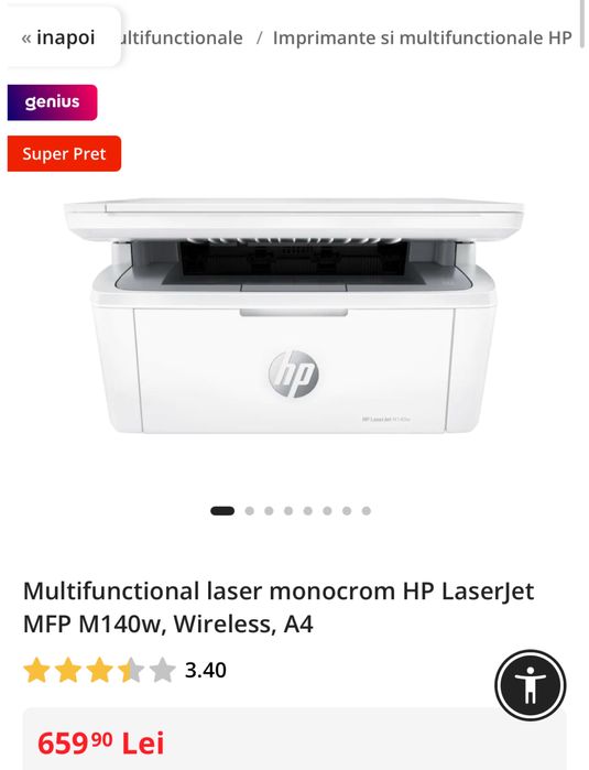 Multifunctional laser monocrom HP LaserJet MFP M140w, Wireless, A4