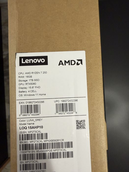 Lenovo Gaming LOQ 15AHP10,Ryzen 7, Geforce RTX 5060, 1TB  SSD, sigilat