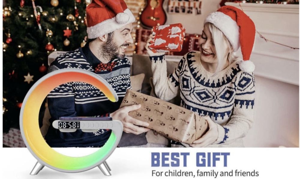 Ceas lampa RGB cu Bluetooth si incarcator rapid wireless