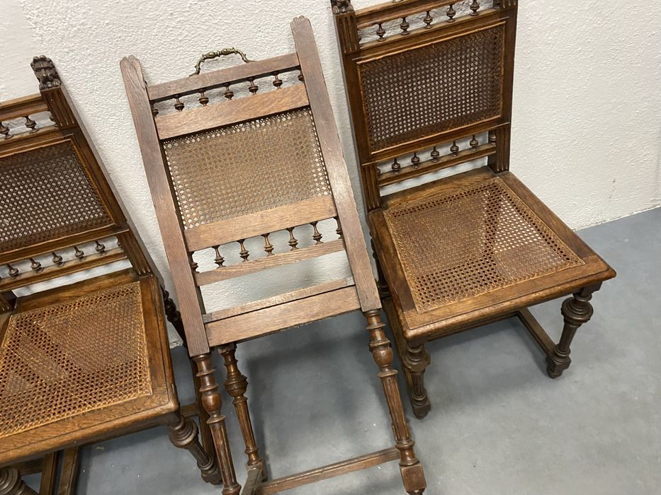 Френски дъбови столове със седалки от ратан