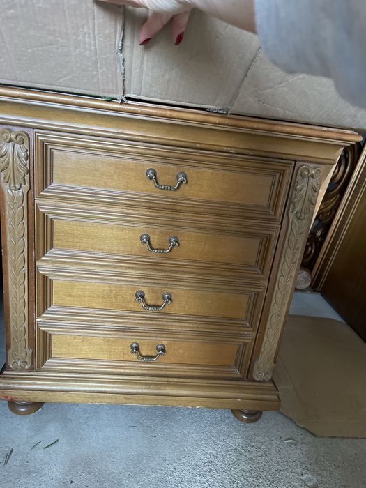 Pat lemn masiv+noptiere+somiera