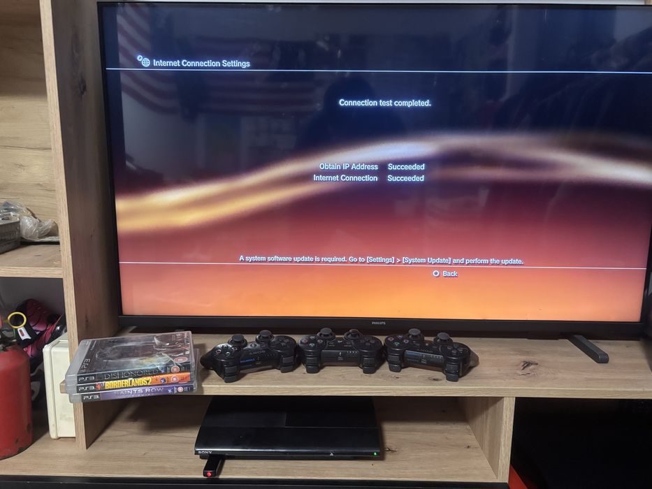 Consolă Video Play Station 3 PS3 Super Slim Black 12 GB Flash Memory :3 Jocuri , 3 Manete , Cabluri
