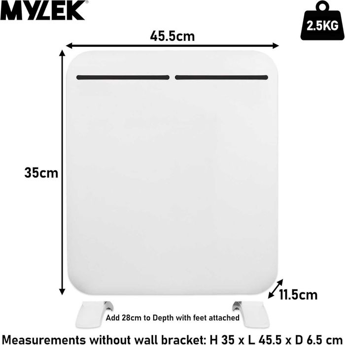 MYLEK Електрически панелен радиатор за отопление 500W UK Щепсел