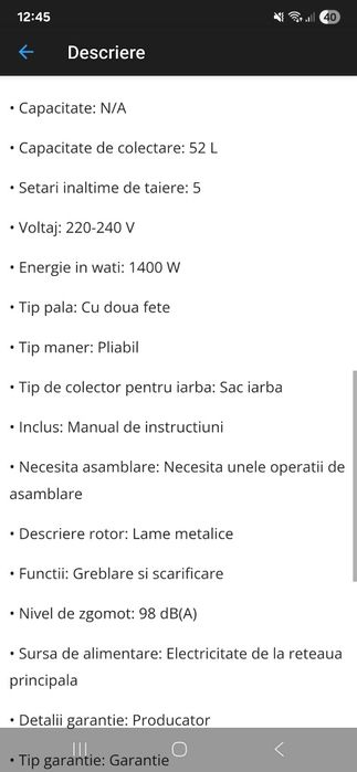 Aerator scarificator electric pentru iarba