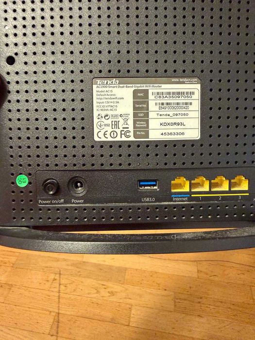 Router wireless Tenda AC15, AC 1900Mbps Dual-Band, Gigabit, 3 antene