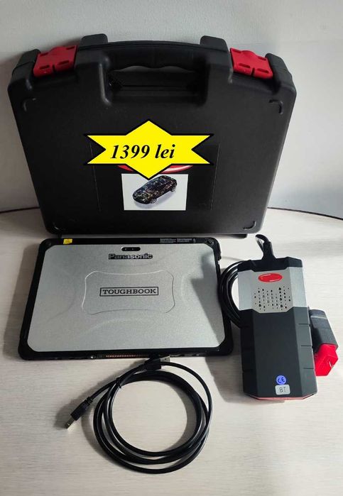 Kit Tester Diagnoza Multimarca Turisme si Camioane 12/24v + Tableta militara Panasonic CF20 I5 4G 8/256 Gb, Bluetooth, Limba Romana Full activat