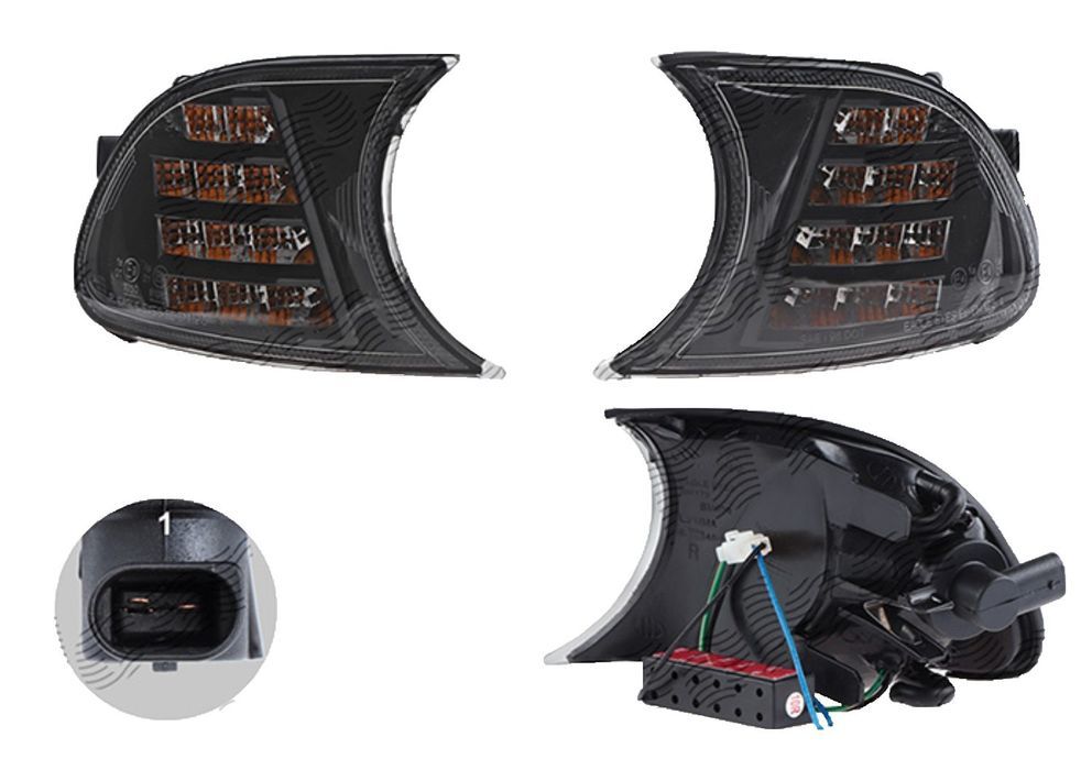 Set lampa semnalizare fata BMW Seria 3 (E46), Coupe/Cabrio, 05.1999-03.2003, montare fata, stanga+dreapta, LED; negru; Tuning