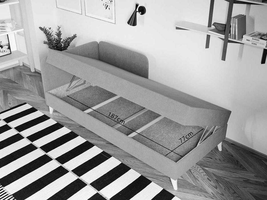 Divan dublu / Pat matrimonial tapitat Gri Inchis Soft Rabatabil