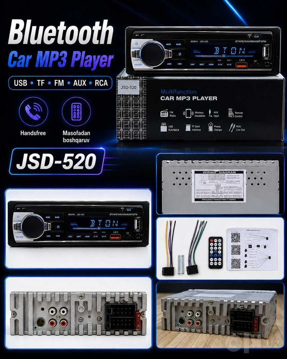 Avtomagnitola JSD-520 Bluetooth USB FM Автомагнитола JSD-520