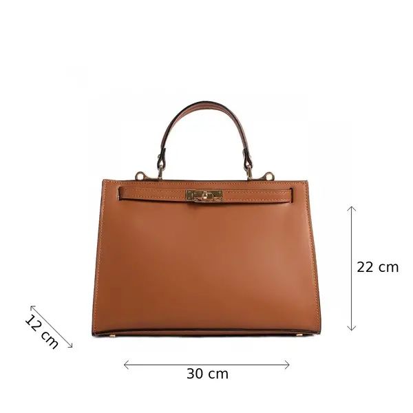 Дамска кожена чанта цвят коняк