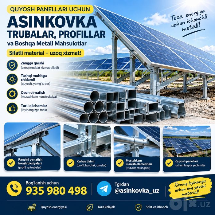 Asinkovka truba Profil va prutlar