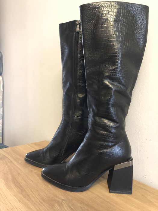 Кожаные сапоги зимние