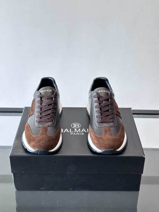 Balmain Monogram Runner Sneaker "Dark Brown Leather"