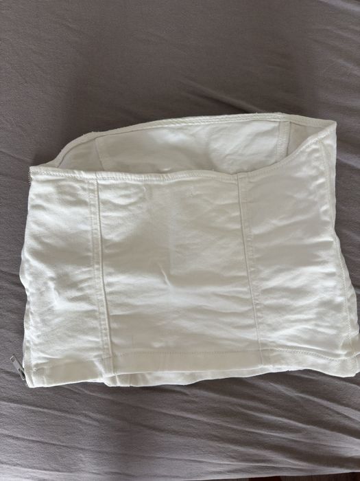 бюстие, дънкено, бяло