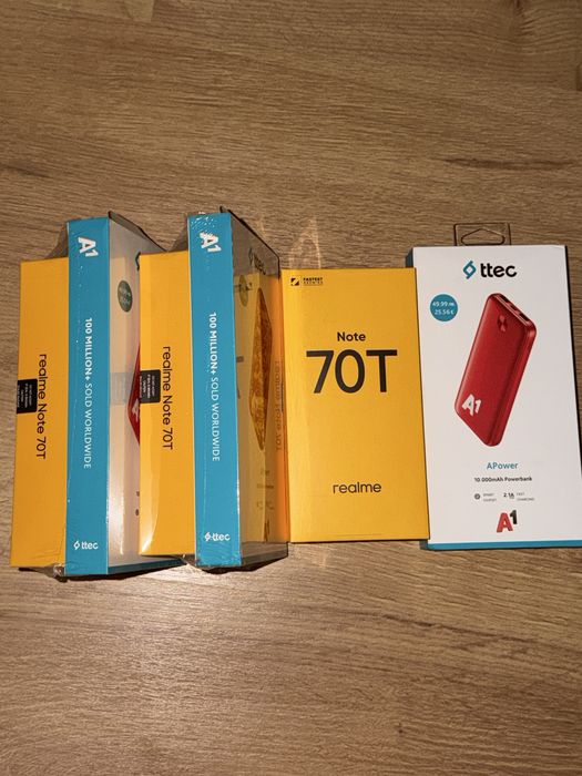 Продавам чисто нов Realme Note 70T – 128GB + 4GB RAM + Powerbank ttec A1
