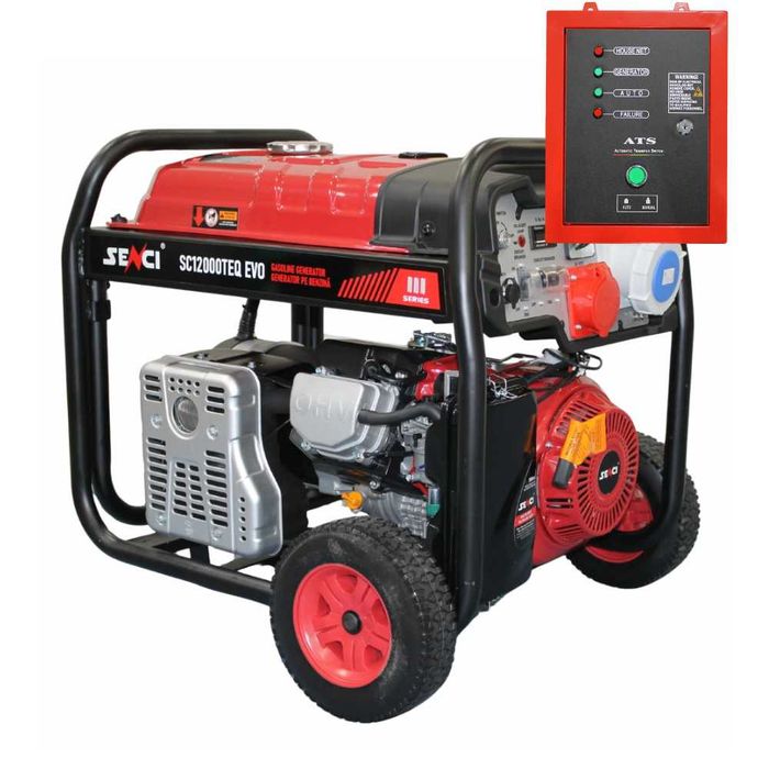 Generator de curent SENCI SC12000TEQ EVO P.max=9.5kW 230V/400V, roti si manere incluse, motor benzina, ATS inclus